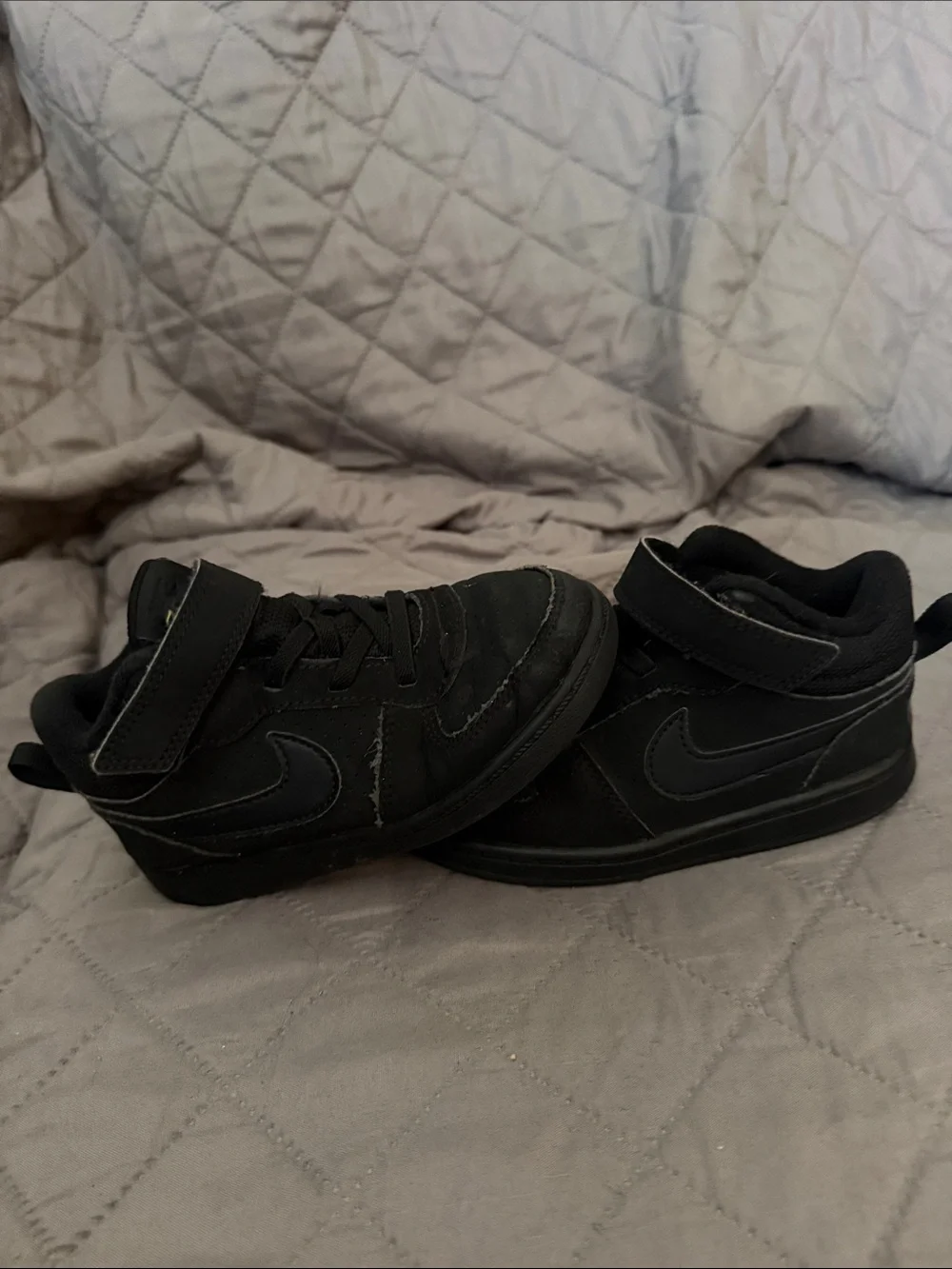Nike Kids Black High-Top Sneakers with Hook-and-Loop Strap